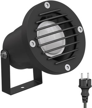 ledscom.de LED Gartenstrahler DUK, Gitter für außen, schwarz, IP65, inkl. GU10 Lampe 450lm, warmweiß