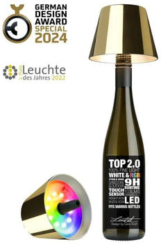 Sompex Top 2.0 RGB LED Akkuleuchte & Flaschenaufsatz gold G (72551)