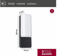 Paulmann LED Au&szlig;en-Wandleuchte "Bonnie IP44 93x77mm 3000K 8,5W 560lm 230V Anthrazit