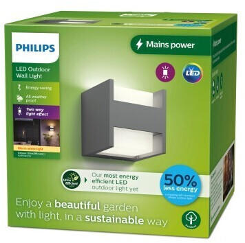 Philips LED Wandleuchte Arbour Anthrazit/Weiß 2x 1,9W 800lm IP44