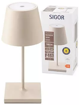 Sigor LED Akku Tischleuchte Nuindie Mini Aluminiumdruckguss Beige USB-C IP54 beige/creme