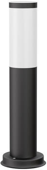 ledscom.de Pollerleuchte PORU schwarz für außen, Edelstahl, rund, 38,5cm, inkl. E27 Lampe max.800lm weiß 3-Stufen Dimmen ohne Dimmer