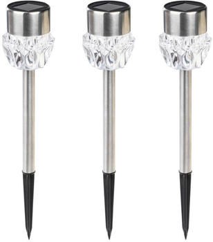 Haushalt International LED Solar Garten-Wegeleuchten Ø34,5cm kristall 3er-Set (429160)