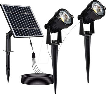 V-TAC 20488 2er Pack LED Solar-Erdspießleuchte, 1,2 W, 3000K, schwarz, IP65