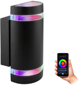 SSC-LUXon Smarte LED Außenwandleuchte Zora RGB WLAN 5W halbrund schwarz