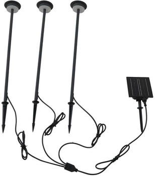 Lindby LED-Solarleuchte Lyris, 3er-Set, schwarz, Alu, 3.000K
