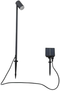 Lindby LED-Solarleuchte Myric, schwarz, Aluminium, 3.000 K