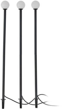 Lindby LED-Solarleuchte Brindley, 3er-Set, schwarz, Glas