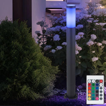 Globo dimmbar led Wegeleuchte Edelstahl anthrazit, rgb Farbwechsel, 8,5W 806lm warmweiß, DxH 12,7 x 80 cm (etc99906+LED2_double)