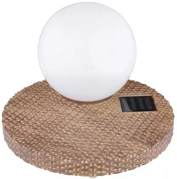 Globo Windlicht Solar Tisch Solar Solarlampe Rattan Optik Solarkugel Balkon hellgrau wei&szlig; 1x led LxH 20x17 cm (etc106703_double)