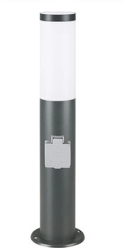 Monzana Gartenleuchte, Außenleuchte mit Steckdose, Edelstahl 50cm IP44 Gartenlampe Wegeleuchte Außen Strom E27 Anthrazit, Anthrazit