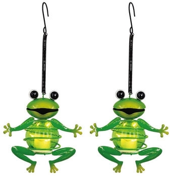 N&auml;ve LED Solarleuchte 2er Set Solar-Deko-H&auml;ngeleuchte "FROSCH", LED fest integriert, Warmwei&szlig;, Inkl. D&auml;mmerungssensor (14321457)