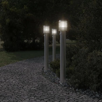 vidaXL Wegeleuchten mit Bewegungsmelder 3 Stk. Silbern 110cm Edelstahl – Stilvolle Atmosphäre und praktischer Nutzen in Ihrem Garten