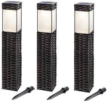 technik@all BUVTEC '3er Set' LED Solar Standleuchtenset Rattan 3500 K (160102073)
