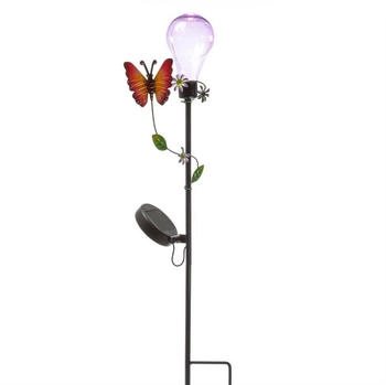 Marelida LED Solarleuchte LED Solar Gartenstecker Schmetterling Garten Balkon Deko Erdspieß 84cm, LED Classic, warmweiß (2100K bis 3000K)