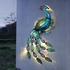 Haushalt International Wandleuchte Außenwandleuchte Solarleuchte Garten Beleuchtung, Pfau Motiv, Dämmerungssensor, Eisen, blau, grün, rot, LED, HxBxT 92x63x6 cm (70416)