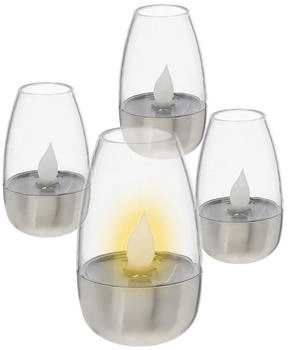 Spetebo Mini Solar Garten LED Tischlampe 10 x 6 cm - 4er Set - Outdoor Deko Leuchte warm wei&szlig; - Garten Balkon Terrasse Beleuchtung f&uuml;r Au&szlig;en