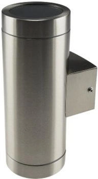 ChiliTec Wandleuchte Aussen Wandlampe Außenwandleuchte Außenlampe 2x GU10 Fassung Aufputz Rund Leuchte IP44 Edelstahl poliert (4250416328434)
