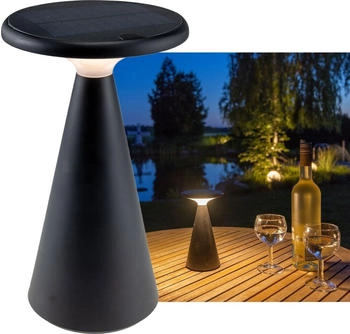 ChiliTec Solartischleuchte 20cm kabellose Solarlampe Foco Sol Innen Aussen IP44 Led Dimmbar 2700K Matt leichte Outdoorleuchte Schwarz (23748)