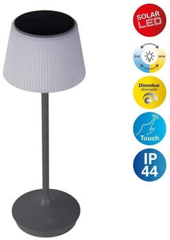N&auml;ve Solar-/ Akkutischleuchte "EMMI" grau inkl. CCT / Touch H: 38 cm (5310716)