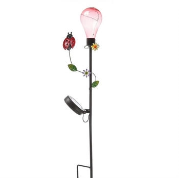 Marelida LED Solarleuchte LED Solar Gartenstecker Marienkäfer Garten Balkon Deko Erdspieß 84cm, LED Classic, warmweiß (2100K bis 3000K)