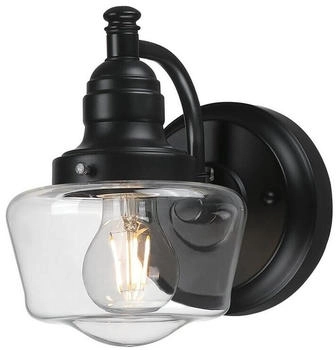 Westinghouse Lighting 6124540 Einflammige Wandleuchte Eddystone Vintage-Stil für den Außenbereich, Ausführung in Mattschwarz mit Klarglas