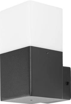 Grafner Aluminium Wandlampe schwarz, mit weißem Schirm, IP44, E27 Fassung, Wandleuchte schwarz eckig anthrazit (WL10801)