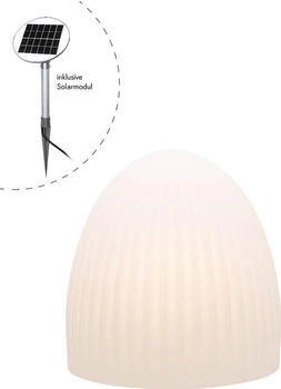 8 seasons LED Solarleuchte in Käfig-Optik Shining Cage (Ø 37cm, warmweißes Licht, rundes Panel, Einschaltautomatik, UV-beständig, Außenleuchte) weiß (32363S)