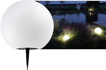 ChiliTec Kugelleuchte Solar 25cm - Solarlampe mit Erdspieß Solarzelle Akku IP44 Wetterfest Dämmerungs-Sensor 3000k / Warmweiß (23024)