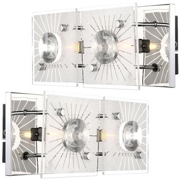 Globo 2er Set Wandleuchte, Kristalle, Chrom, Glas satiniert, L 24 cm (131731)