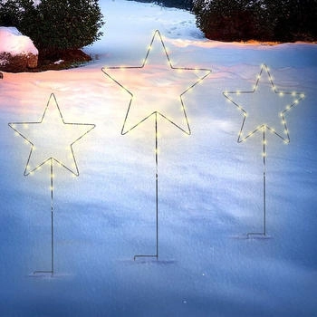 Spetebo Gartenstecker LED Stern 30 / 24 cm Garten Deko (3er Set, 1-St., mit 70 LED in warm weiß) mit IP44 Spritzwasserschutz