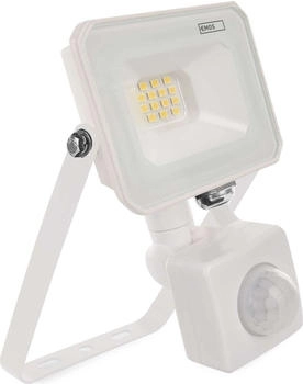 EMOS LED Strahler SIMPO 10 W mit Bewegungsmelder, 1000 lm, IP44 wasserdicht für Feuchtraum oder Außen, Neutralweiß 4000K, 15 cm Kabel, weiß (ZS2313W)