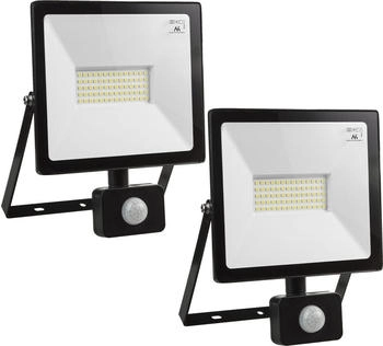 Maclean 2x LED-Fluter mit Bewegungsmelder, schlanke 50W, 4000lm, kaltweiß (6000K), IP44, MCE650 CW PIR