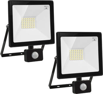 Maclean 2x LED-Fluter mit Bewegungsmelder, schlanke 30W, 2400lm, neutralweiß (4000K), IP44, MCE630 NW PIR