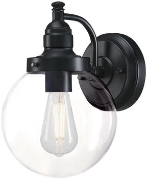 Westinghouse Lighting 6123940 Einflammige Wandleuchte Eddystone Vintage-Stil für den Außenbereich, Ausführung in Mattschwarz mit Klarglas