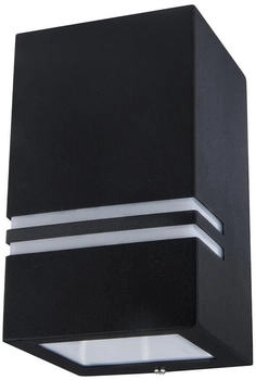 Grafner Edelstahl Außenleuchte schwarz 1x GU10 Wandlampe eckig 1x GU10 Lichtschein down unten schwarz (WL10530)