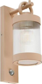 Lindby Außenwandleuchte Yrene, 20 cm, beige, Sensor, Riffle (10034734)