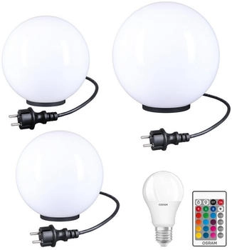 Home4Living Kugelleuchten RGB Kugellampen 3er Set Ø 20/20/30cm Gartenlampe LED