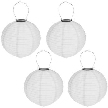 HAC24 4er Set Solar LED Lampion Party Garten Laterne &oslash; 20cm Wei&szlig; Deko Lampenschirm Lampe Kugel Gartenlampion (164952954)