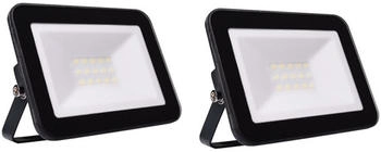 REV-Ritter 2er Set 30W LED Außenwandstrahler schwarz mit Befestigungsbügel, flaches Design (270711S3020)