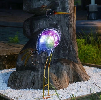 Marelida LED Dekoobjekt LED Solar Gartenfigur Paradiesvogel kaltweiß 48cm Lichtsensor rosa, kaltweiss (5300K bis 6000K)