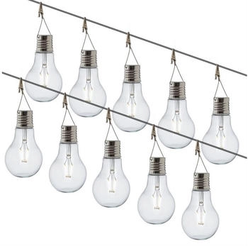 Marelida LED Solarleuchte LED Solar Glühbirne XL Balkon H: 18cm Sensor 10St., Filament Classic, warmweiß (2100K bis 3000K)