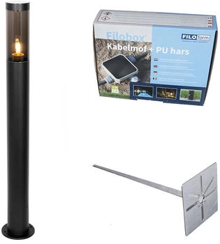 QAZQA Moderne schwarze Außen-Mastleuchte 80 cm IP44 - Rox I Außenbeleuchtung - Stahl Länglich - LED geeignet E27 (109952)