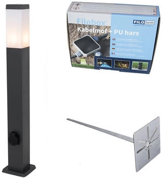 QAZQA Modern Außenleuchte I Sockelleuchte Dunkelgrau 80 cm mit Fassung IP44 - Malios I Außenbeleuchtung - Stahl Länglich - LED geeignet E27 (109944)