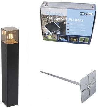QAZQA Stehende Außenlampe schwarz 50 cm IP44 mit Rauchglaseffekt - Dänemark (109933)