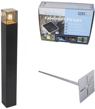 QAZQA Modern Außenstehlampe schwarz 70 cm IP44 mit Rauchglas - Dänemark I Außenbeleuchtung - Aluminium Länglich - LED geeignet E27 (109934)