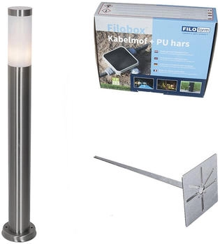 QAZQA Moderne Außen-Mastleuchte Stahl I Silber I nickel matt mit Opal 80 cm IP44 - Rox I Außenbeleuchtung - Stahl Länglich - LED geeignet E27 (109953)