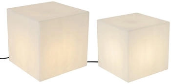 QAZQA Set aus 2 Außen-Stehleuchten weiß 30 und 38 cm quadratisch IP44 - Nura
