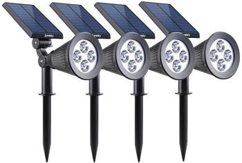 Lumisky 4 Stück Solar-Spots, 2-in-1, zum Stecken oder Befestigen, leistungsstarke Beleuchtung, dimmbar, LED, Weiß, Höhe 42 cm (4x SPIKY W34)
