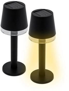 Spetebo Solar LED Tischleuchte schwarz 22 x 8,5 cm - 2er Set - Garten Solarlampe warm weiß